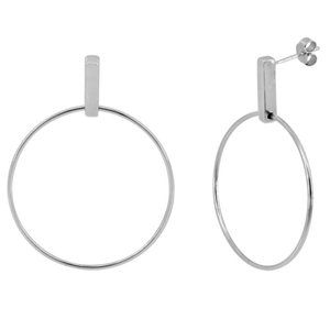 Sterling Silver Rhodium Plated Loop Stud Earring